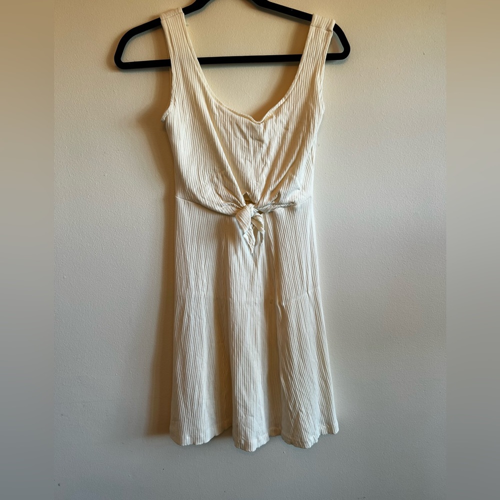 L space cream color knotted womens dress